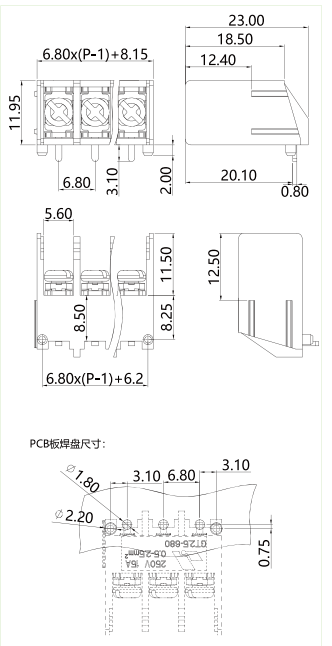 柵板式端子臺(tái)GT2.5-680-04P(圖1)